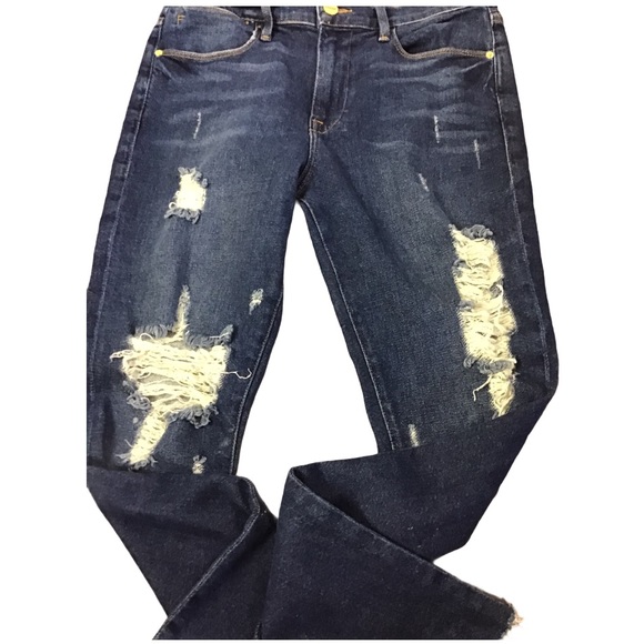 Frame Le High Destroyed/Raw Hem Skinny Jeans - Picture 6 of 10